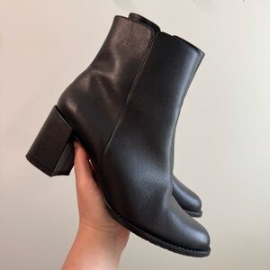 Beyond Skin Vegan Leather Black Zip Up Chunky Heeled Booties Size 38